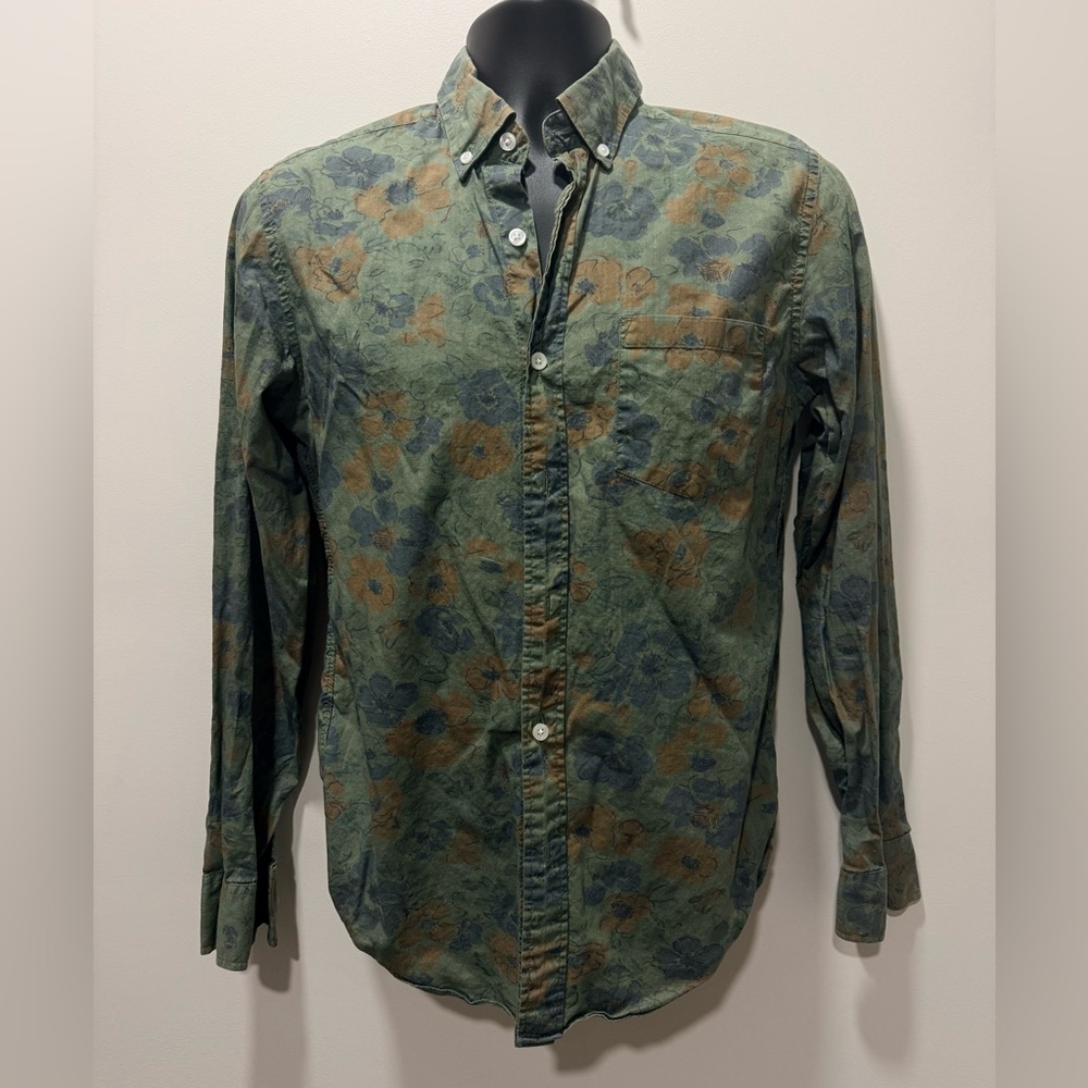 J. Crew Green, Blue and Orange Floral Men's Shirt